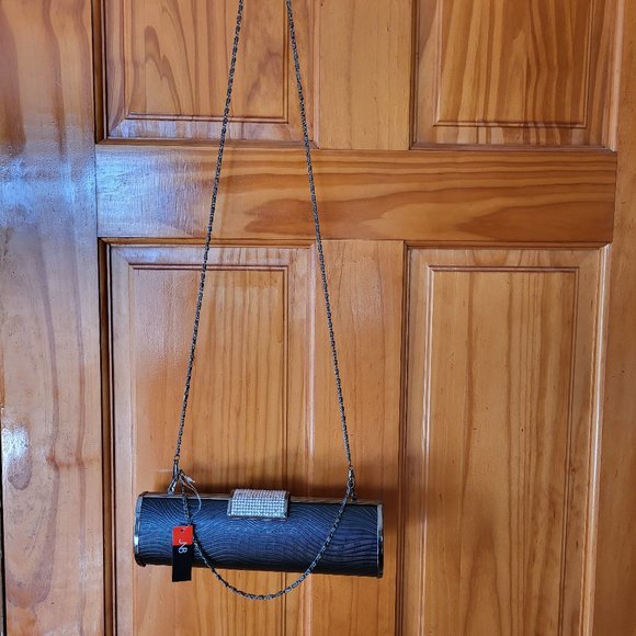 NEW JNB EVENING CLUTCH PURSE HARD SHELL WITH RHINESTONE CLASP - Picture 8 of 12